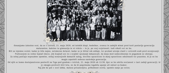 Zadnji šolski zvonec za generacijo 2026 Zadnji šolski zvonec za generacijo 2026